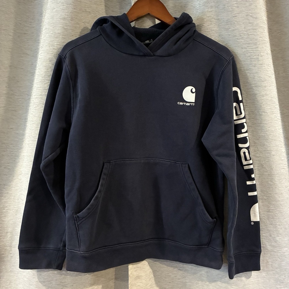 Carhartt Hoodie Pullover Blue Hooded Sweatshirt Size XL 18-20